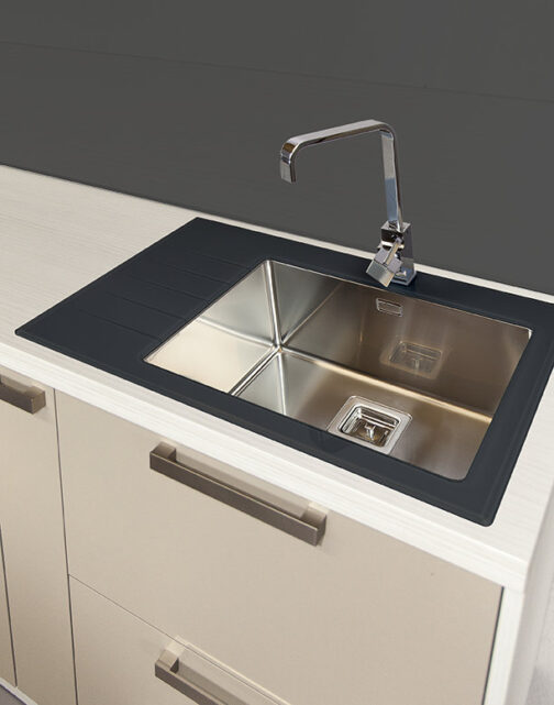 SinkSolution X LINE 780×540 1x rustfrit stål køkkenvask med glas drypbakke