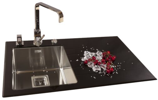 SinkSolution R LINE 860x540 rustfrit stål køkkenvask med glas drypbakke