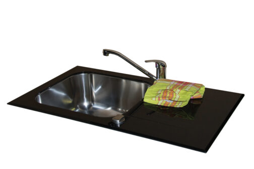 SinkSolution S LINE 780×435 rustfrit stål køkkenvask med glas skyllebakke