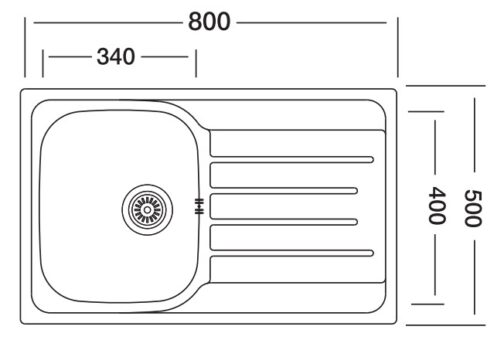 SinkSolution A LINE 800x500 1x rustfri stål køkkenvask