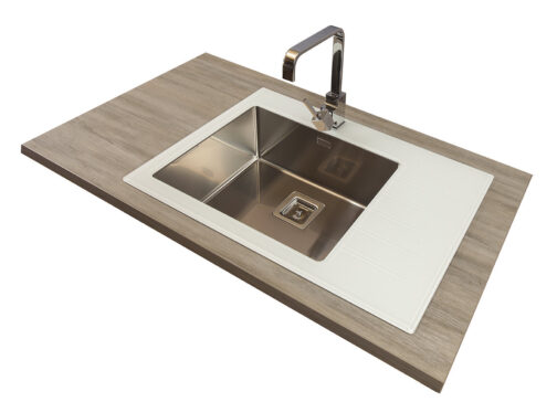 SinkSolution X LINE 780×540 1x rustfrit stål køkkenvask med glas drypbakke