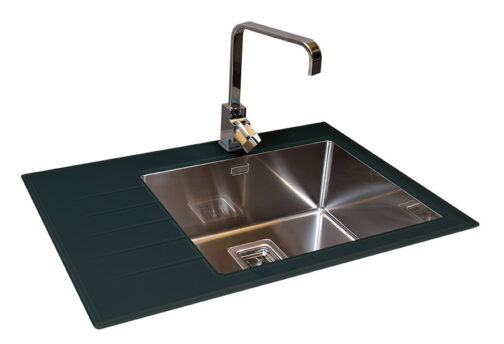 SinkSolution X LINE 780×540 1x rustfrit stål køkkenvask med glas drypbakke