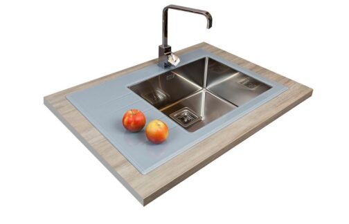 SinkSolution X LINE 780×540 1x rustfrit stål køkkenvask med glas drypbakke