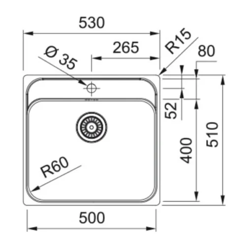 Franke Smart Slimtop SRX 210-50 TL Rustfri stål køkkenvask